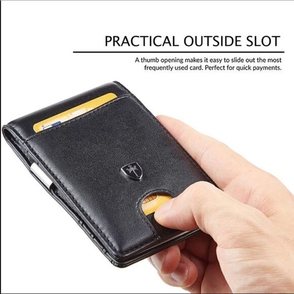 Leather Wallet with Money Clip Credit Card Holder - Picture 7 of 7